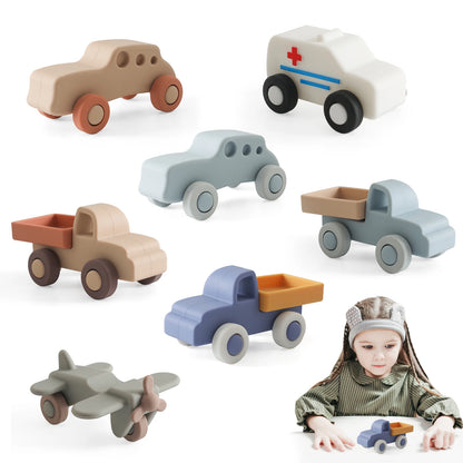 Montessori Silicone Baby Car Toys – Safe Teether & Learning Fun