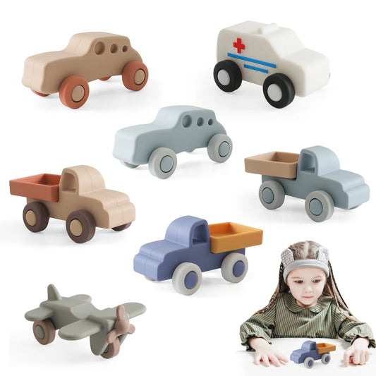 Montessori Silicone Baby Car Toys – Safe Teether & Learning Fun