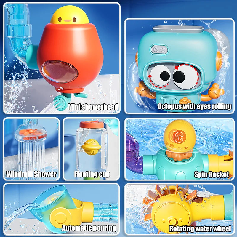 Baby Bath Toys DIY Water Pipe Set with Strong Suction