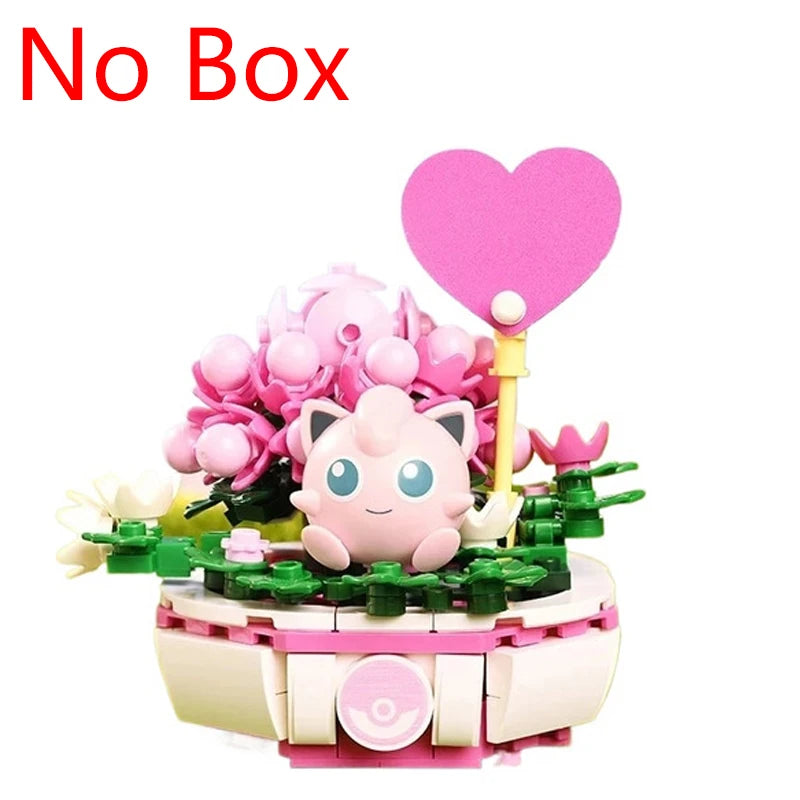 New Pokemon Building Block Pikachu Charmander Squirtle Model Toy Home Decoration Plant Potted Flower Brick Girl Toy Child Gift