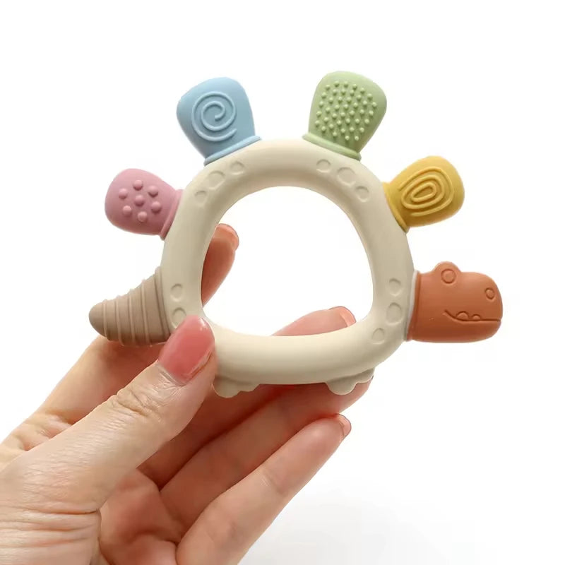Baby Dinosaur Silicone Teether – BPA-Free Soothing Toy