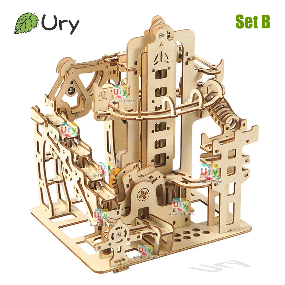 3D Wooden Marble Run Puzzle – Electric Catapult