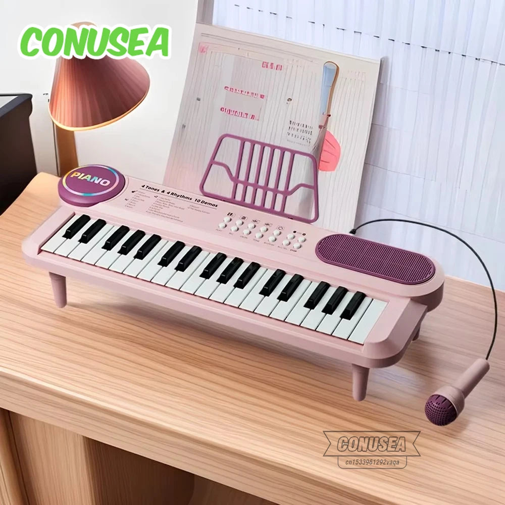 kids karaoke piano with microphone duet play feature