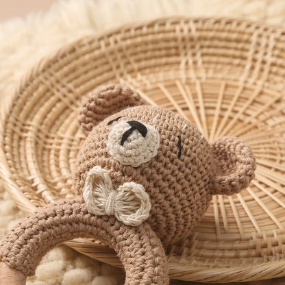 Baby Rattle Bear – Soft Crochet Montessori Toy