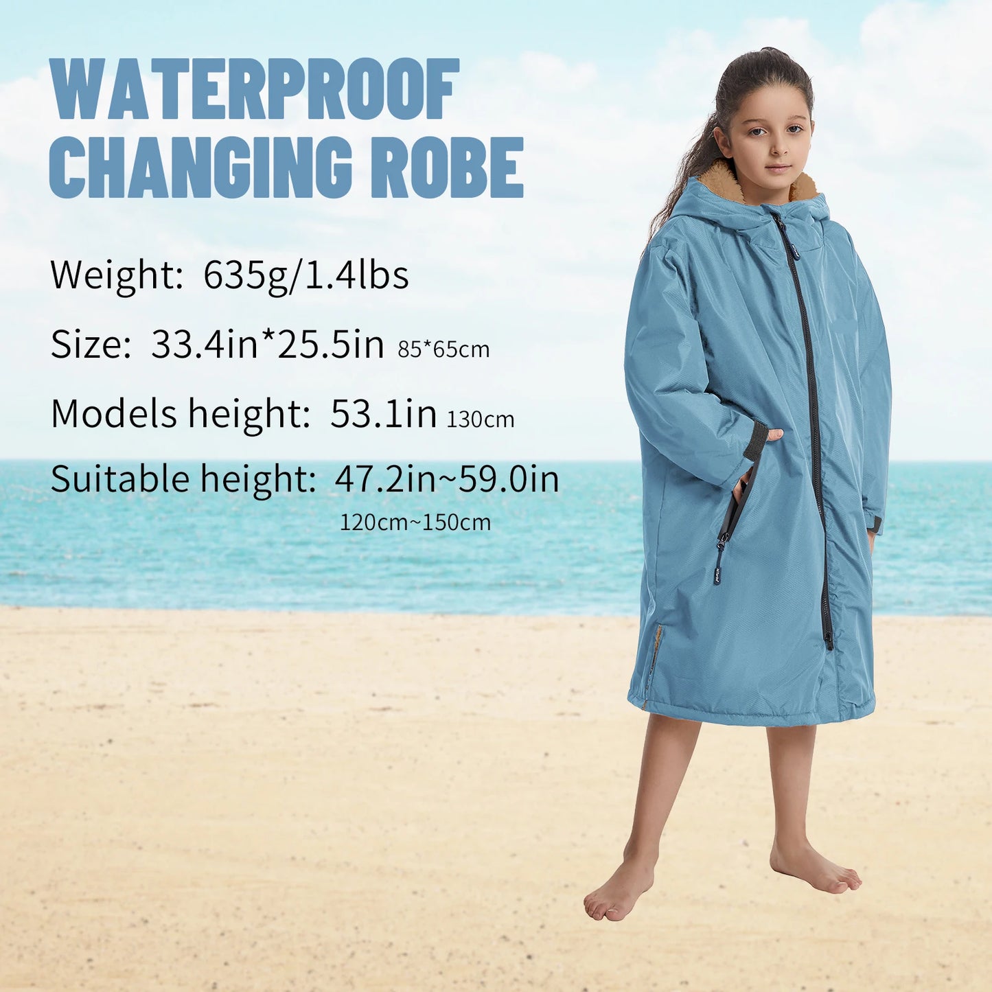 Kids Waterproof Changing Robe – Warm, Soft & Fluffy Hoodie