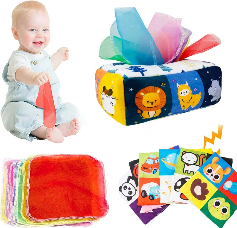 Montessori Tissue Box Toy – Stimulate Baby Learning & Senses