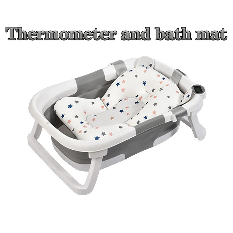 Silicone Baby Bathtub with Temperature Sensor & Foldable Design