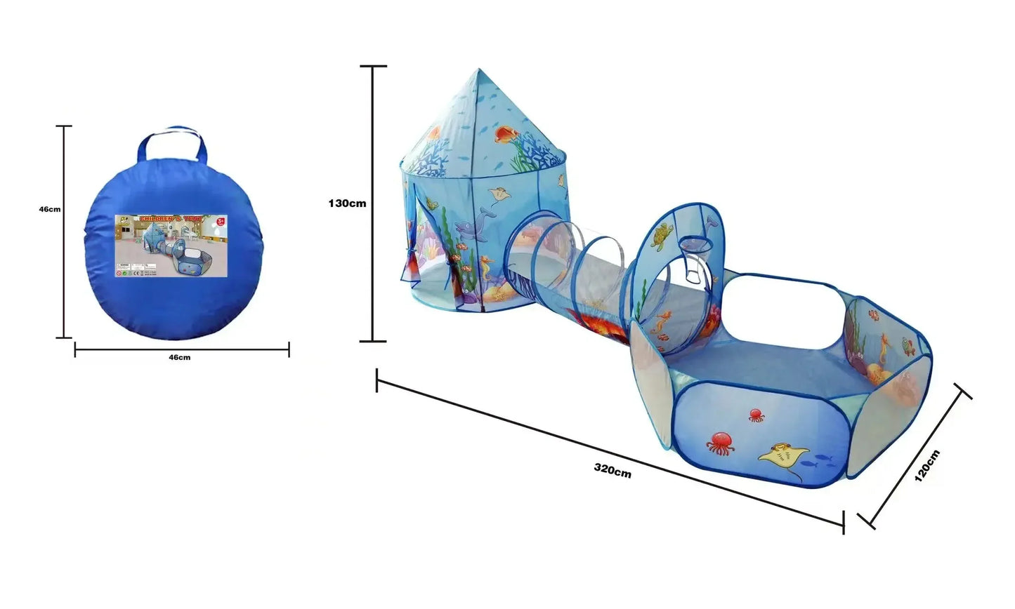 3-in-1 Kids Play Tent – Tunnel, Playhouse & Ball Pit Fun