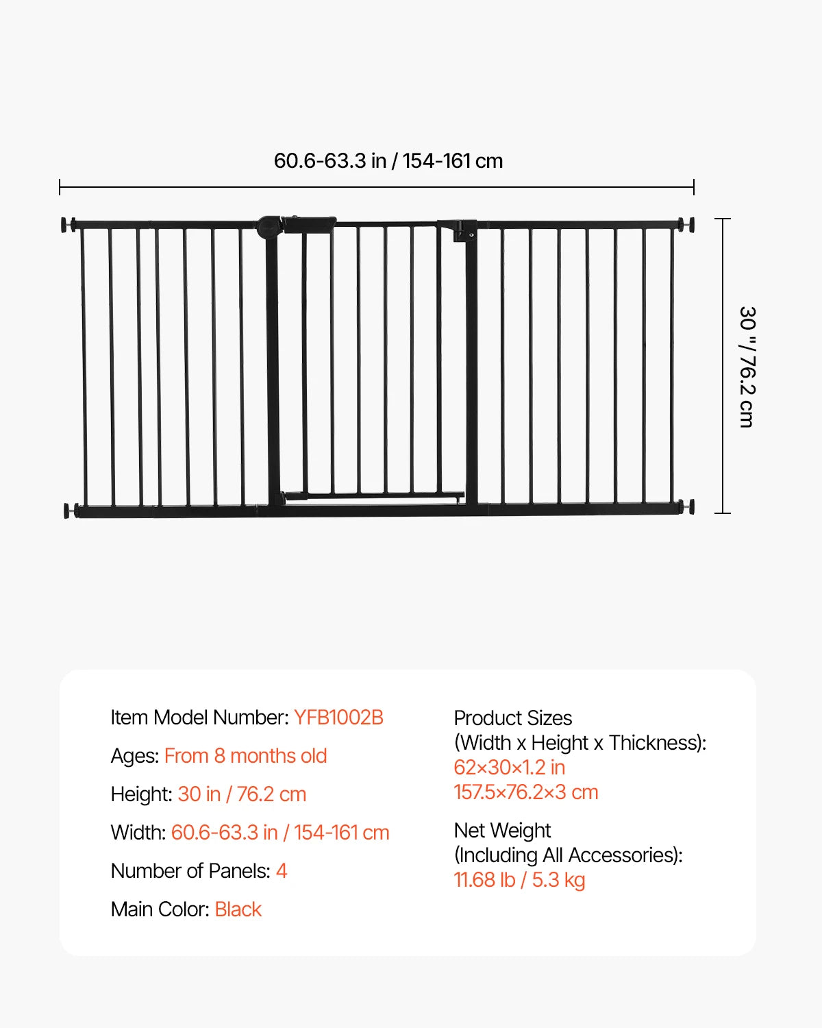 Baby Gate for Stairs & Doorways with Auto-Close Safety