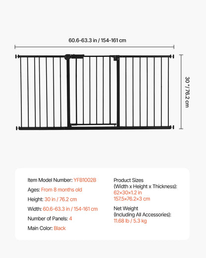 Baby Gate for Stairs & Doorways with Auto-Close Safety