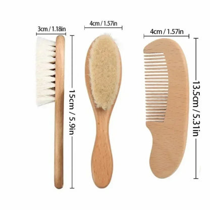 Baby Hair Brush and Comb Set – Gentle Wool & Wood Care