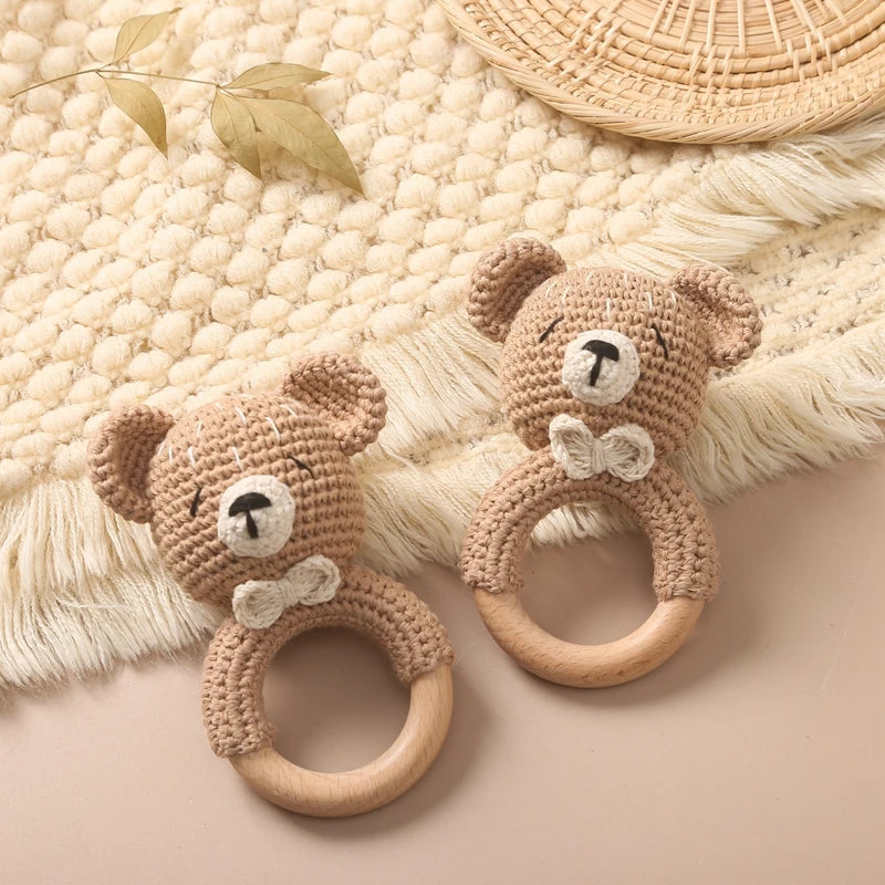 Baby Rattle Bear – Soft Crochet Montessori Toy