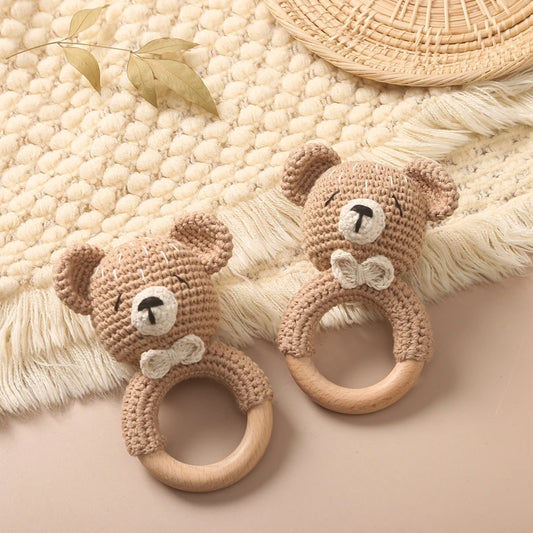 Baby Rattle Bear – Soft Crochet Montessori Toy
