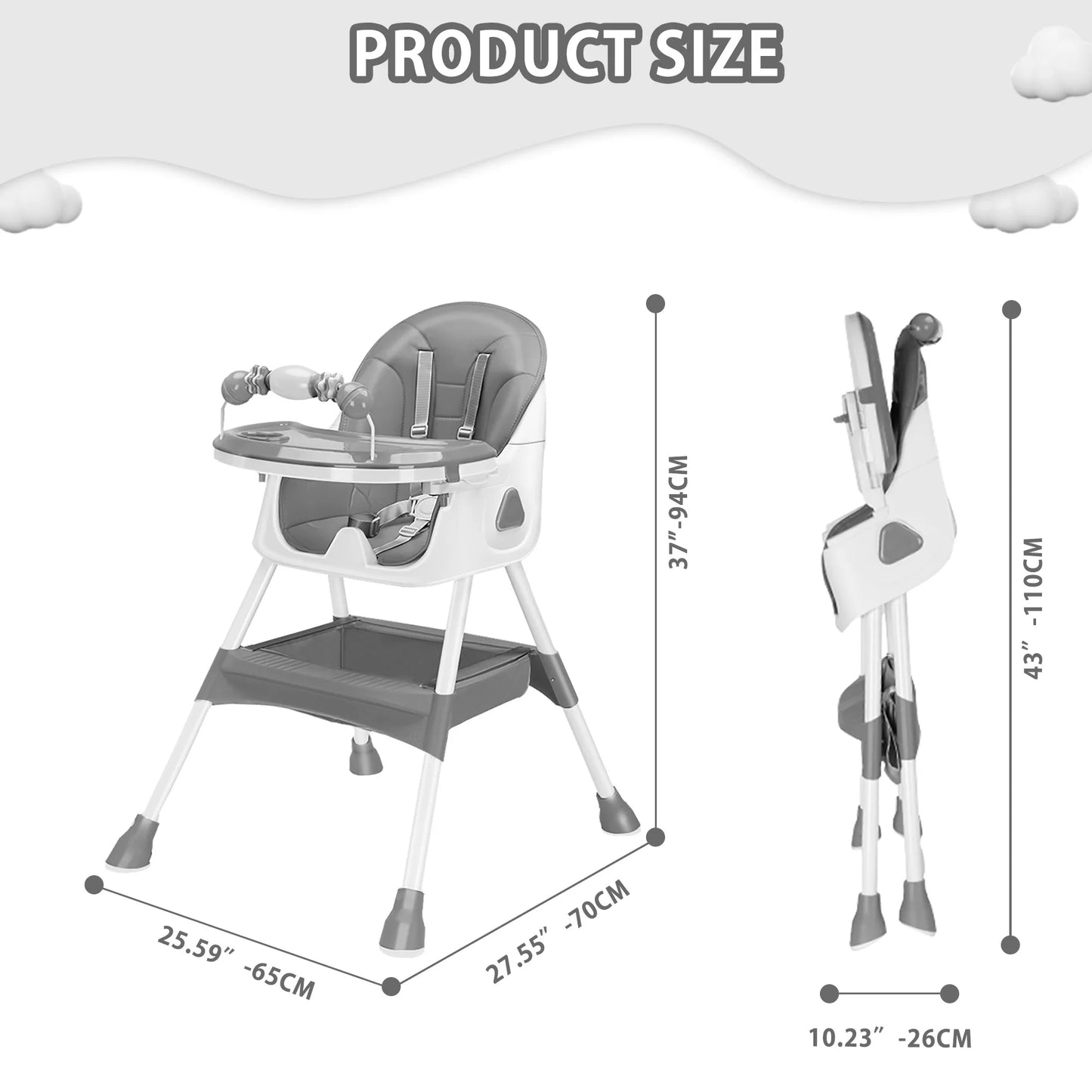 Foldable Baby High Chair – Anti-Slip & Easy Clean Feeding