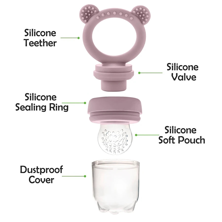 Baby Fruit Feeder With Cover – Safe Silicone Feeding Aid
