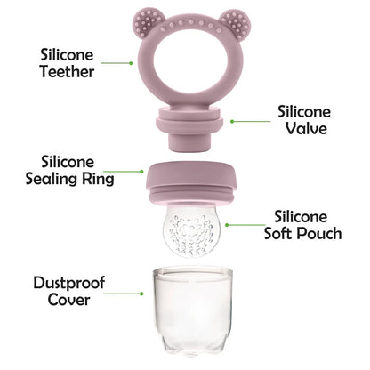 Baby Fruit Feeder With Cover – Safe Silicone Feeding Aid