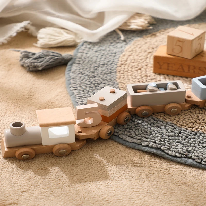 Wooden Train Toy for Kids – Montessori Learning & Number Fun
