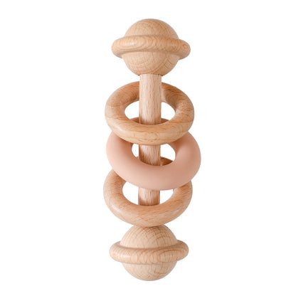 Baby Wooden Rattles Silicone Ring – Safe Teething Toy