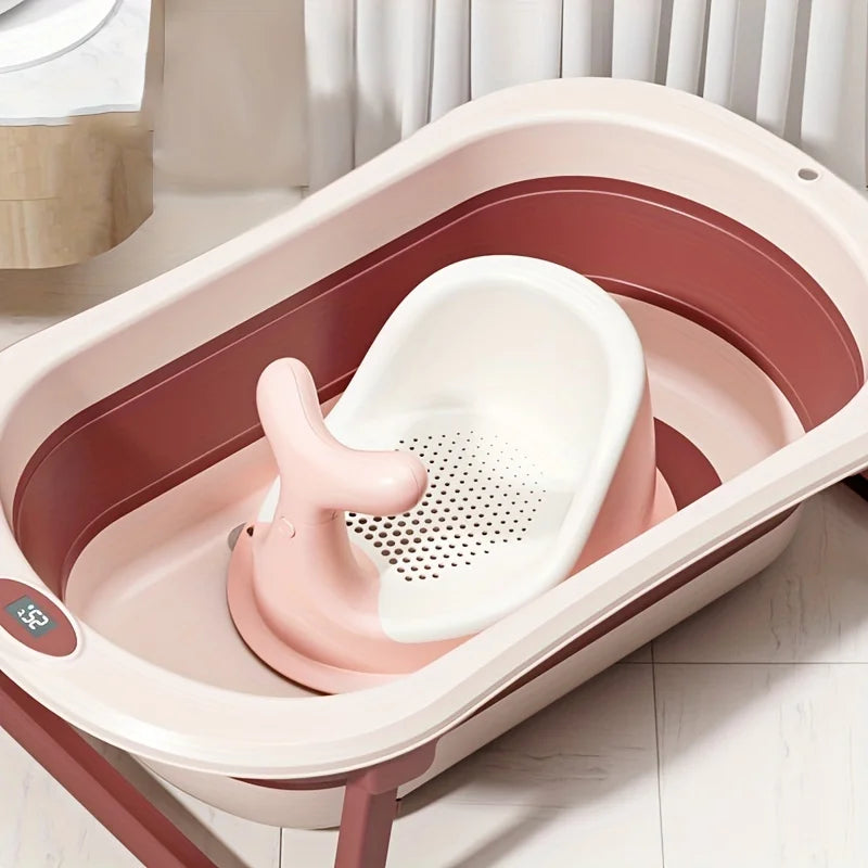 Silicone Baby Bathtub with Temperature Sensor & Foldable Design