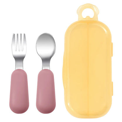 Baby Silicone Fork & Spoon – Safe Portable Feeding Set