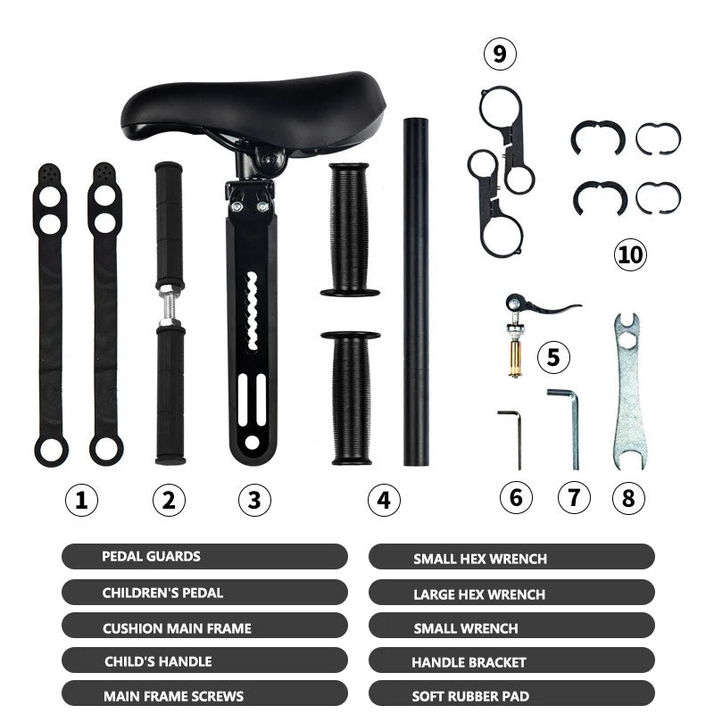 Adjustable Baby Bike Seat Front Mount – Safe Ride with Parents