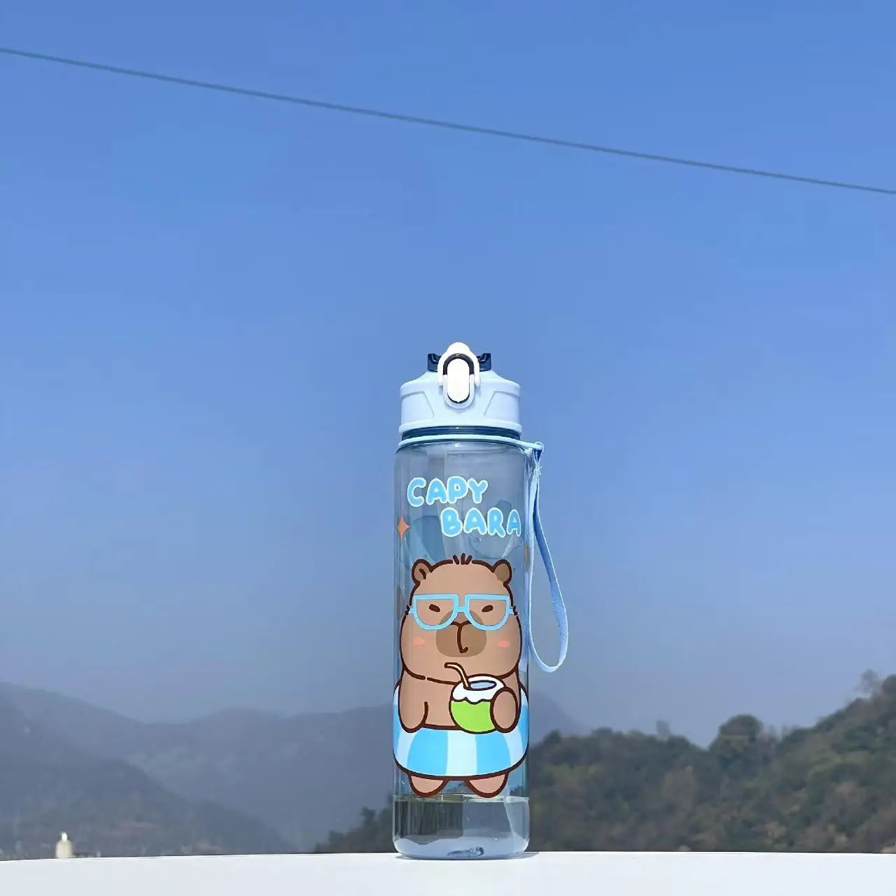 Capybara Straw Water Bottle Large Capacity Insulated Cup