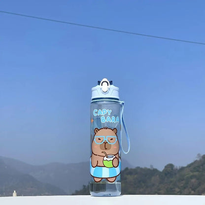 Capybara Straw Water Bottle Large Capacity Insulated Cup