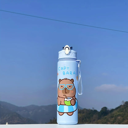 Capybara Straw Water Bottle Large Capacity Insulated Cup
