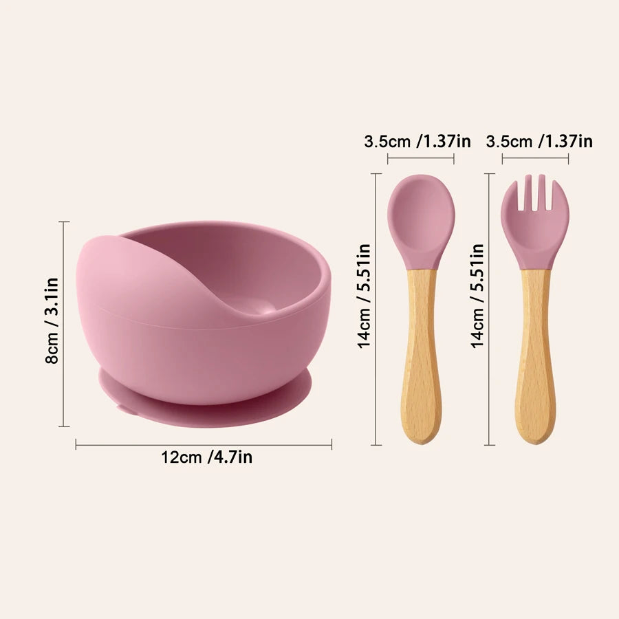 Baby Silicone Feeding Set – Suction Bowl & Training Utensils