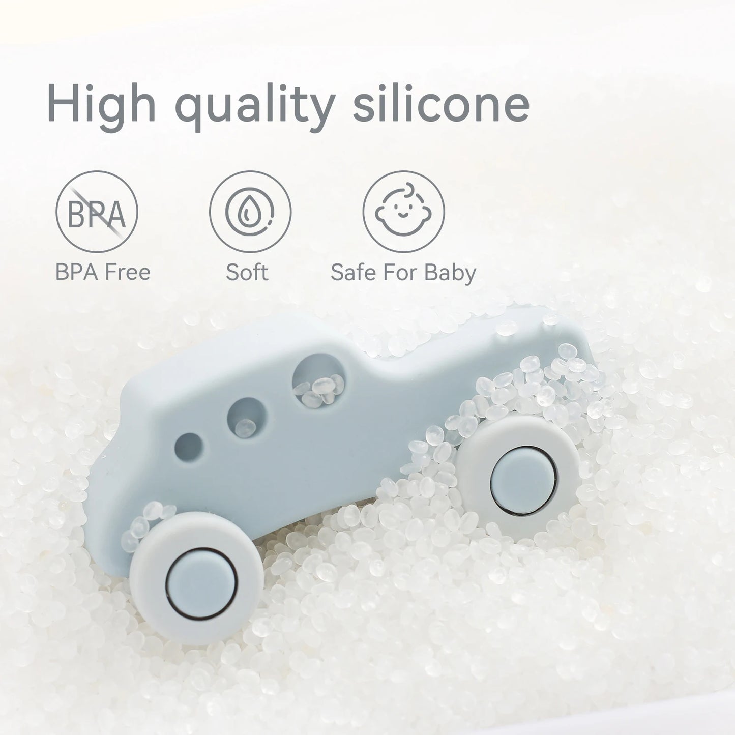 Montessori Silicone Baby Car Toys – Safe Teether & Learning Fun