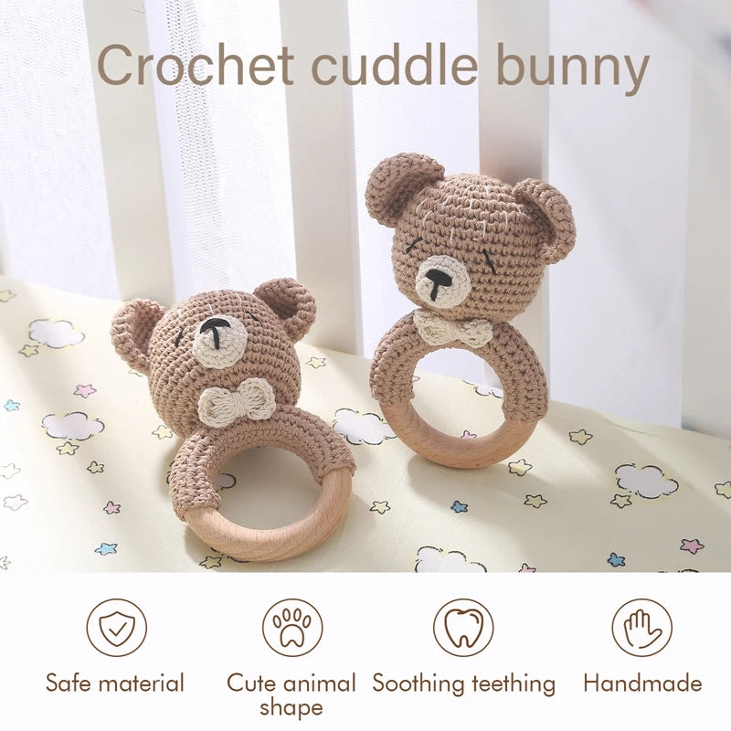 Baby Rattle Bear – Soft Crochet Montessori Toy
