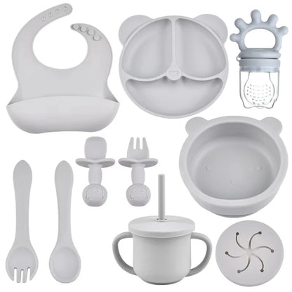 BPA-Free Silicone Baby Feeding Set with Plates & Cups
