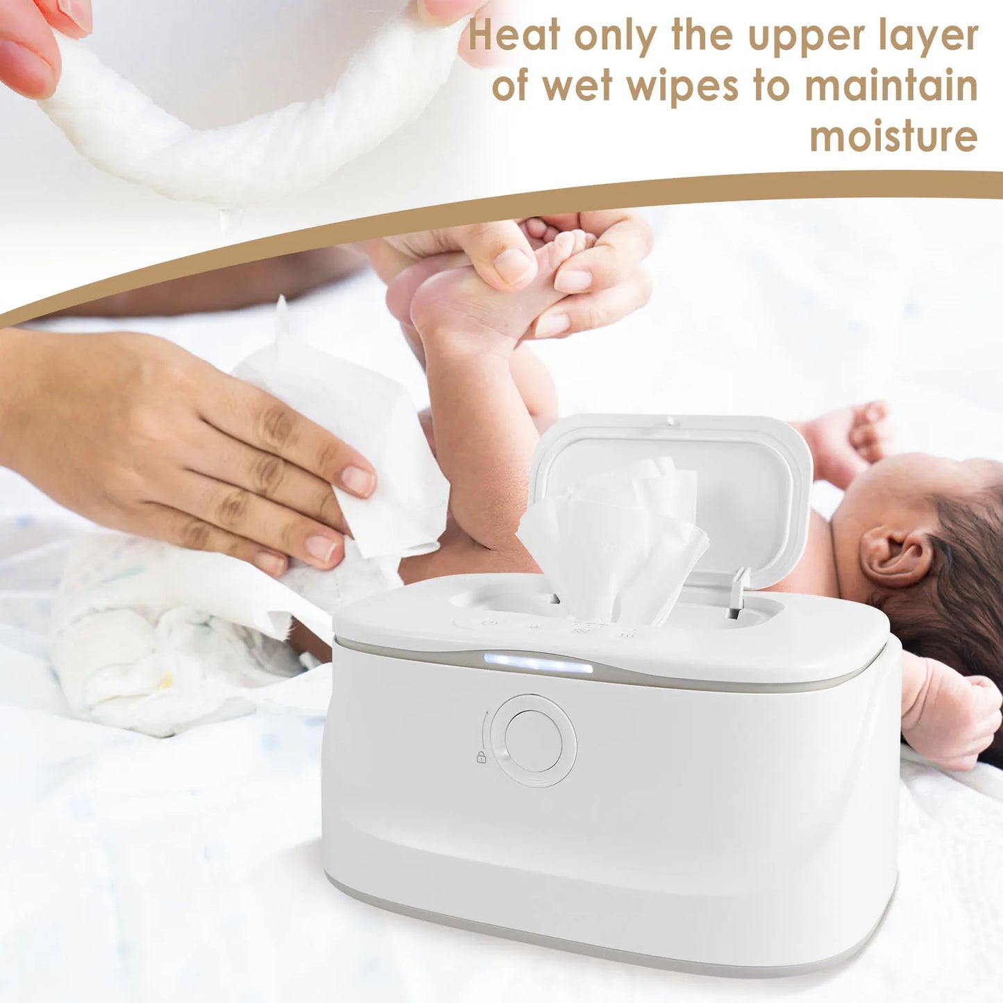 USB Baby Wipe Warmer with LED Light & Adjustable Heat