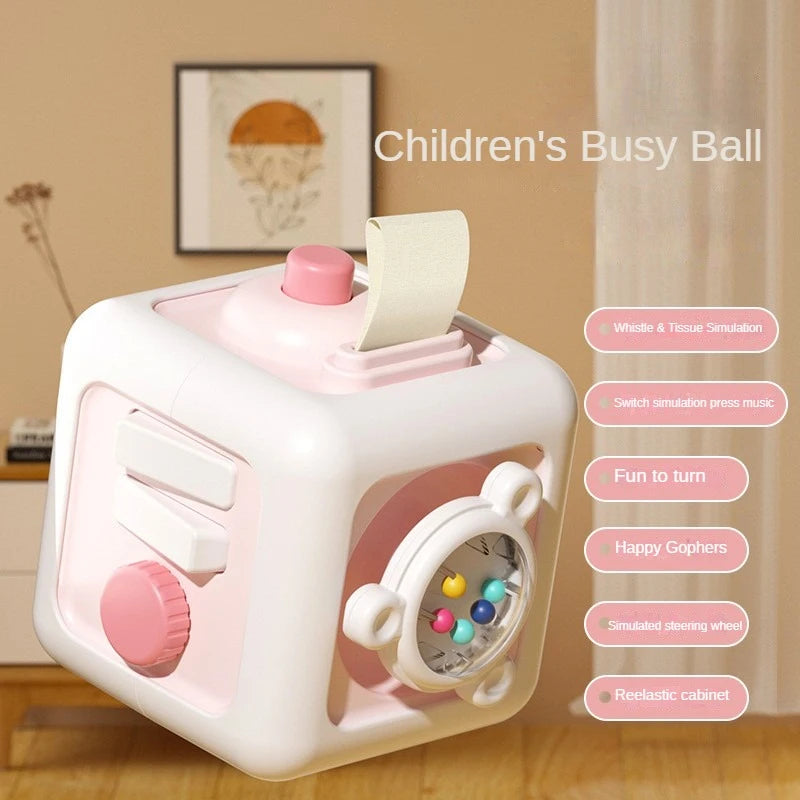 6-in-1 Montessori Busy Cube – Educational Skills Toy for Kids