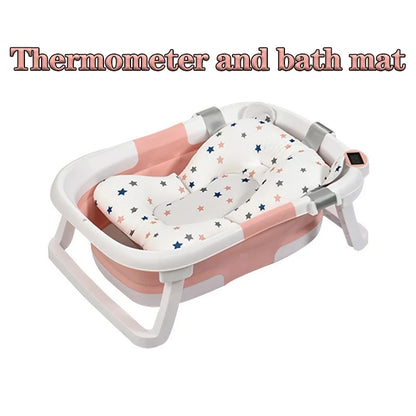 Silicone Baby Bathtub with Temperature Sensor & Foldable Design