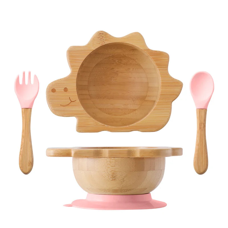 Bamboo Baby Tableware Set with Suction Plate & Fork Spoon