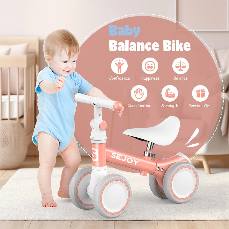 Baby Balance Bike 4 Wheels – Safe First Ride for 1–2 Years