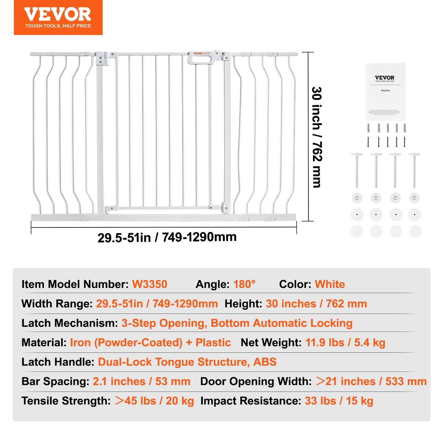 Baby Gate for Stairs & Doorways with Auto-Close Safety