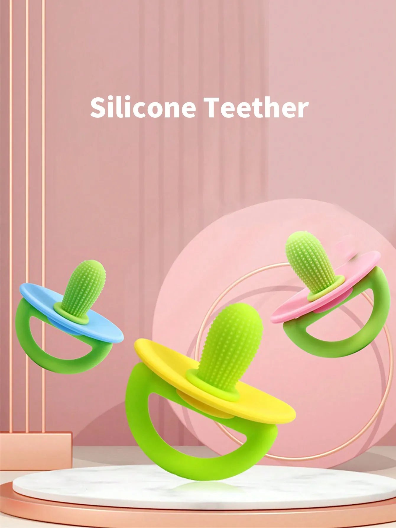 Silicone Teether Ring – Soft Pacifier for Gum Relief