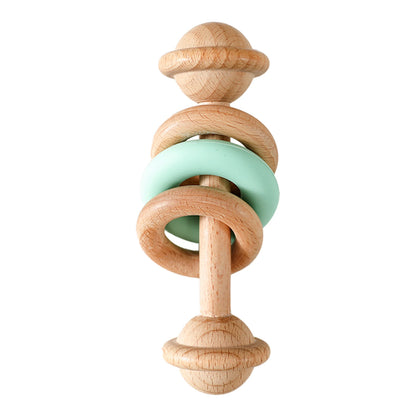 Baby Wooden Rattles Silicone Ring – Safe Teething Toy