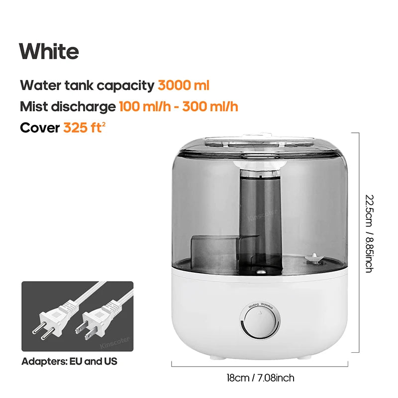 3L Air Humidifier – Large Capacity Ultrasonic Aroma Diffuser