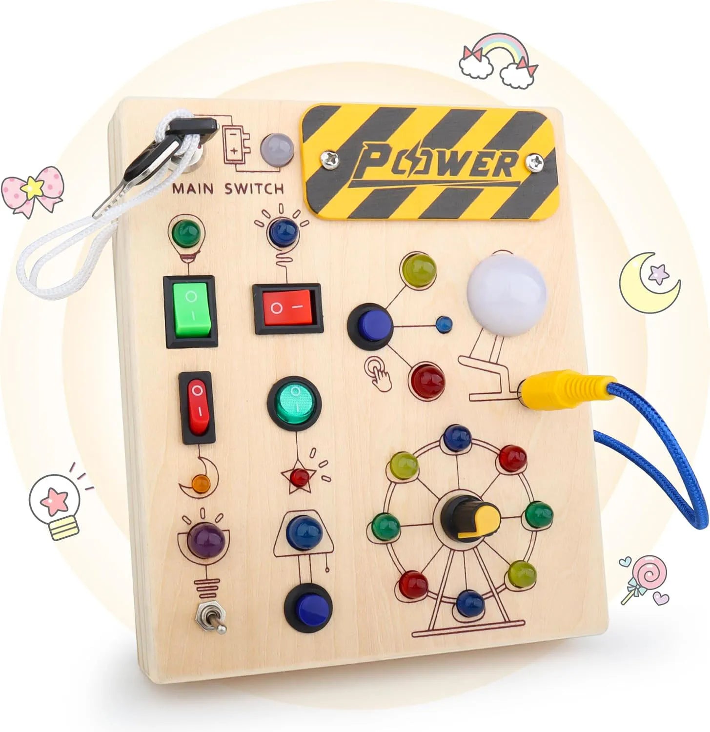 Montessori sensorial activity board developing touch and coordination skills