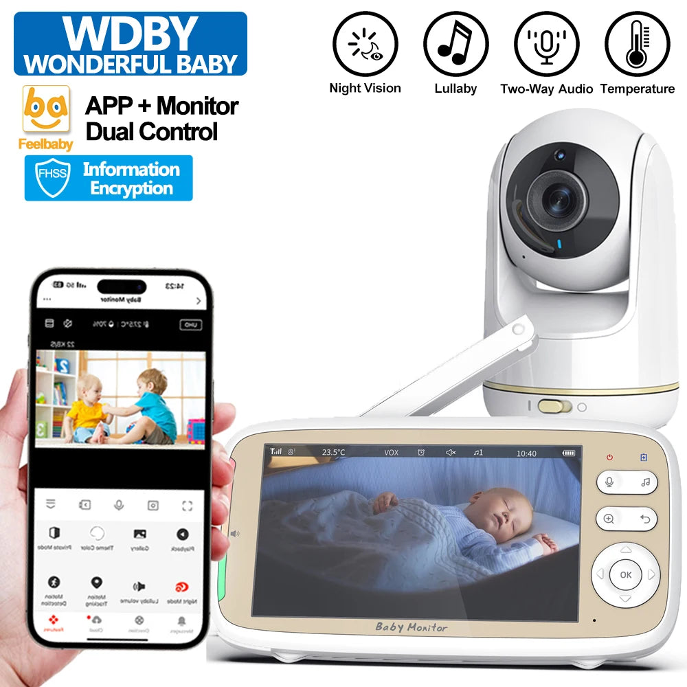 5 Inch Baby Monitor with 3x Zoom & Night Vision PTZ Cam