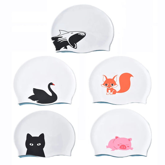 Silicone Swimming Cap – Cute Cartoon Design, Hair Protection