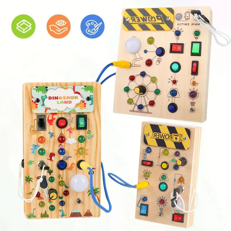 montessori busy board sensory toy for preschool fine motor learning