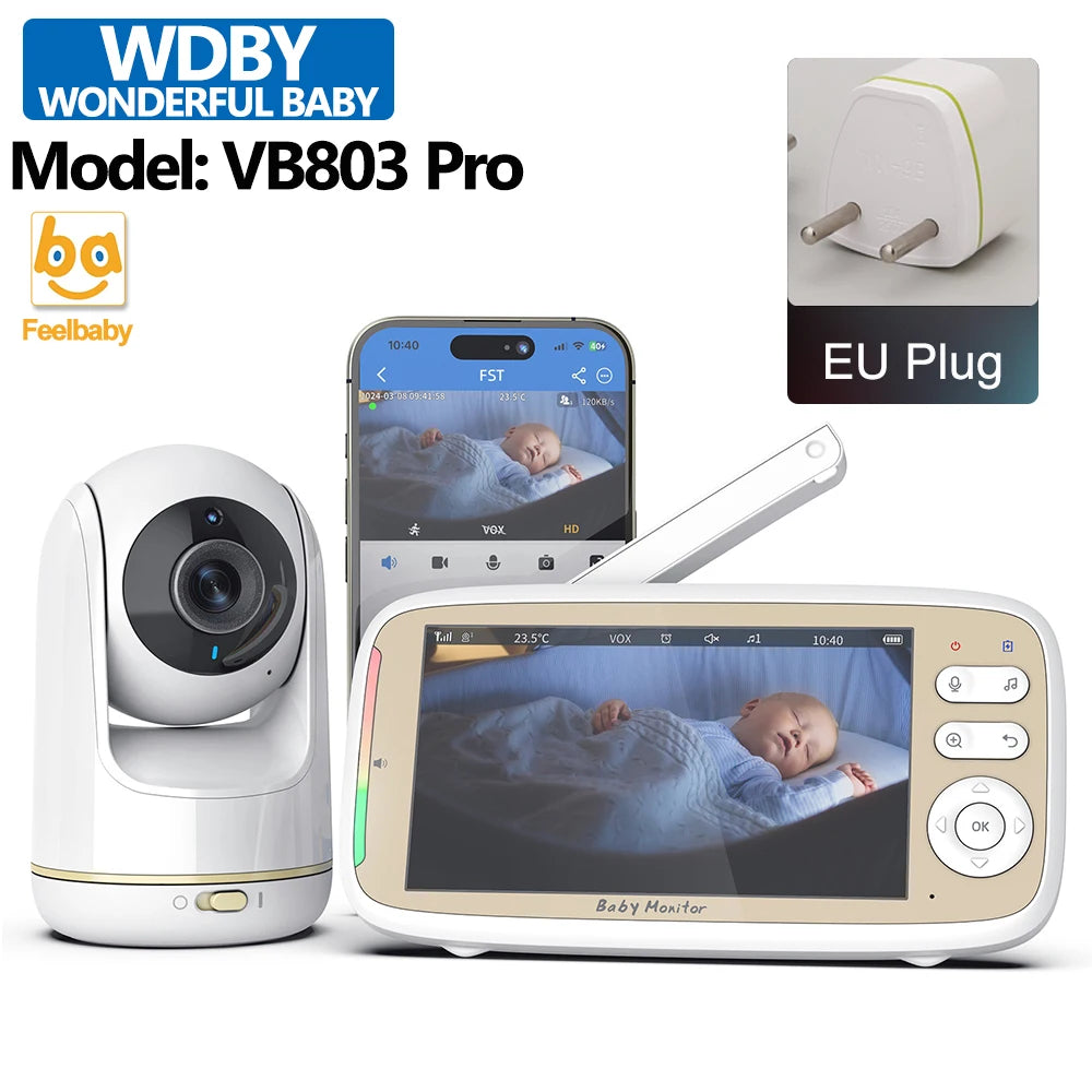 5 Inch Baby Monitor with 3x Zoom & Night Vision PTZ Cam