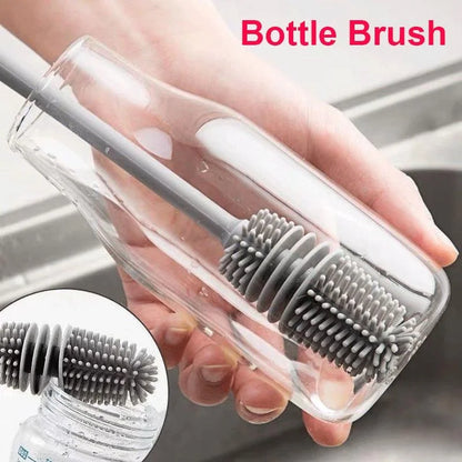 Silicone Bottle Brush for Deep Cleaning – Long Handle, No Scratches