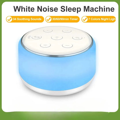 White Noise Machine for Baby – 34 Sounds & 7-Color Night Light