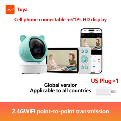 5" Tuya Baby Monitor HD WiFi with Two-Way Audio