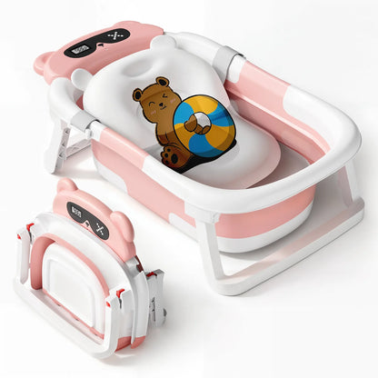 Foldable Baby Tub with Cushion & Thermometer – Safe Comfort